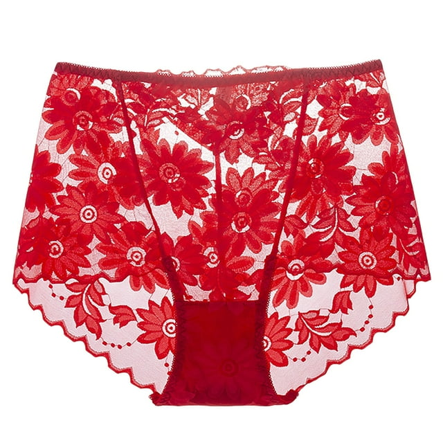 Gibobby Calzoncillos de encaje para mujer Ropa interior de mujer Ropa interior de tamaño Cintura alta pequeña Calzoncillos sin de encaje para mujer(Rojo,G)