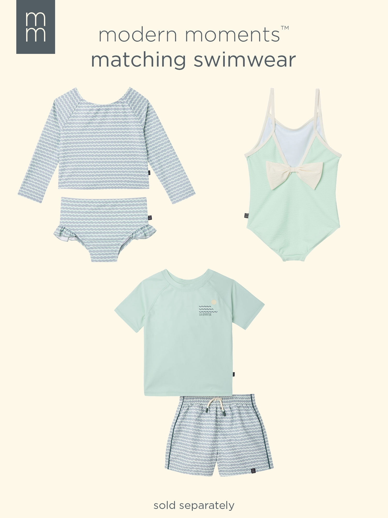 Modern Moments by Gerber Baby and Toddler Girl One-Piece Swimsuit with Bow, 0/3M-5T