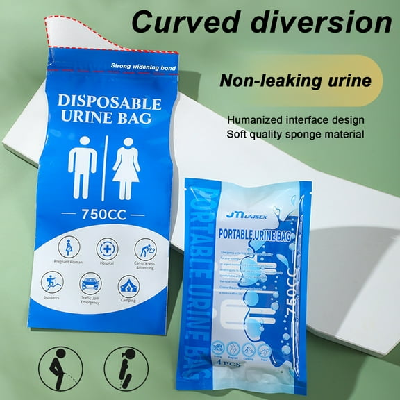Callipe 4Pcs 750CC Disposable Urine Bag Leakproof Portable Travel Self-Driving Car Tour Traffic Jam Camping Men Women Pee Vomit Emergency Pouch