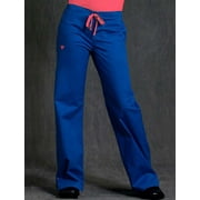 med couture women's signature drawstring straight scrub pant, royal/passion pink, x-small petite