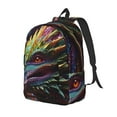 thumbnail image 1 of Disketp Colorful Dragon Head Profile print Canvas Backpack Lightweight Travel Daypack Student Rucksack Laptop Backpack-, 1 of 5