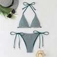 thumbnail image 6 of JoveMarine Women's Sexy String Bikini Set Three-Piece Beach Swimsuit with Micro Bottom & Cover Up for Summer Vacation and Pool Party Turquoise XL, 6 of 9