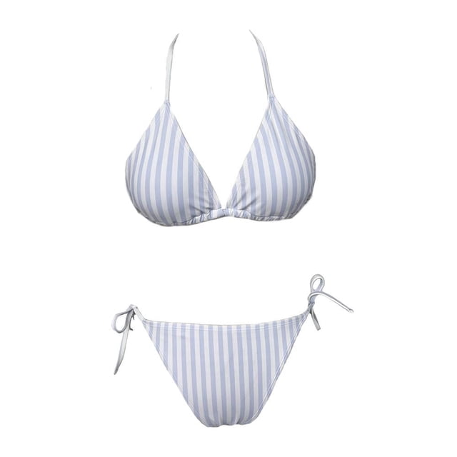 Traje de Baño Ocean Pacific para Mujer Bikini con Amarres Ajustables, Estampado a Rayas Azul Talla CH 2 Piezas