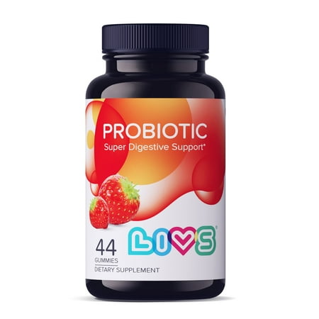 LIVS Probiotic Gummies – 5 Billion CFU Bacillus Coagulans – Gut Health & Mood Support – Vegan, Natural Strawberry Flavor – 44 Gummies