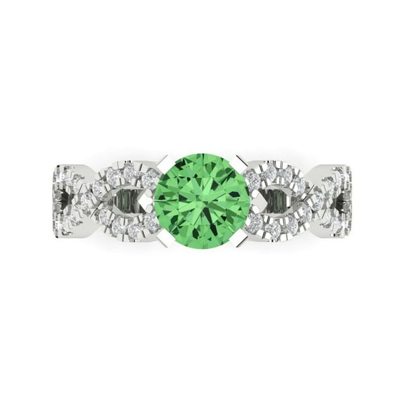 Solitaire with Accents Engagement Ring for Women - 1.42ct Simulated Green Diamond in 18K White Gold Promise Ring