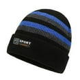 thumbnail image 1 of Winter Knitted Hat Striped Color Matching Thick Elastic Warm Soft Windproof Soft Anti-slip Cold Resistant Men Outdoor Skiing Cap Beanie, 1 of 10
