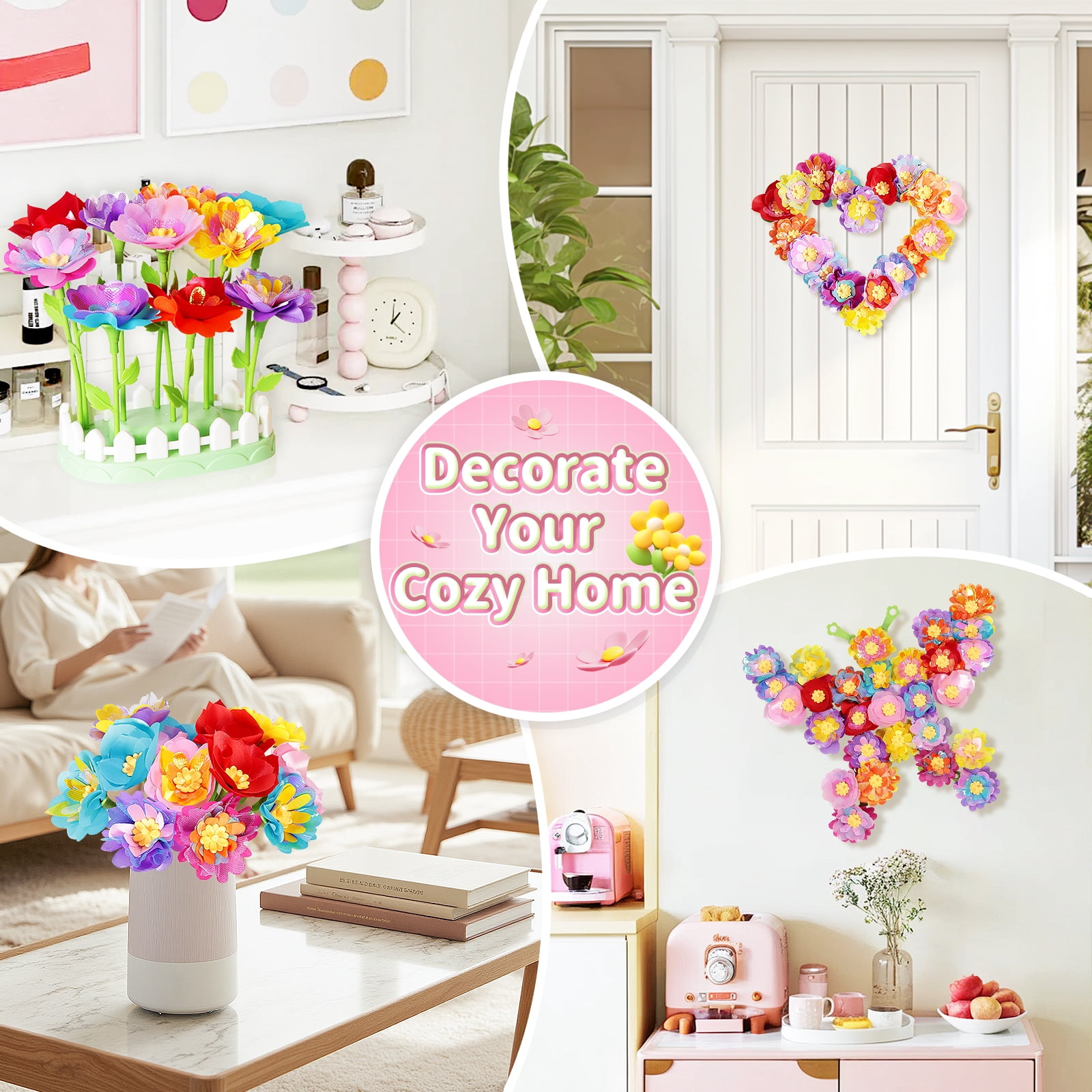 Flower Bouquet Making Kit, DIY Flower Bouquets Craft Toys, Arts & Crafts Educational Activity Set for 4+