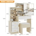 thumbnail image 2 of Ourlova Vanity Set with Sliding Mirror, Electrical Outlet, 4 Drawer Dresser, Stool, 3 Color Lighting, 2 of 7