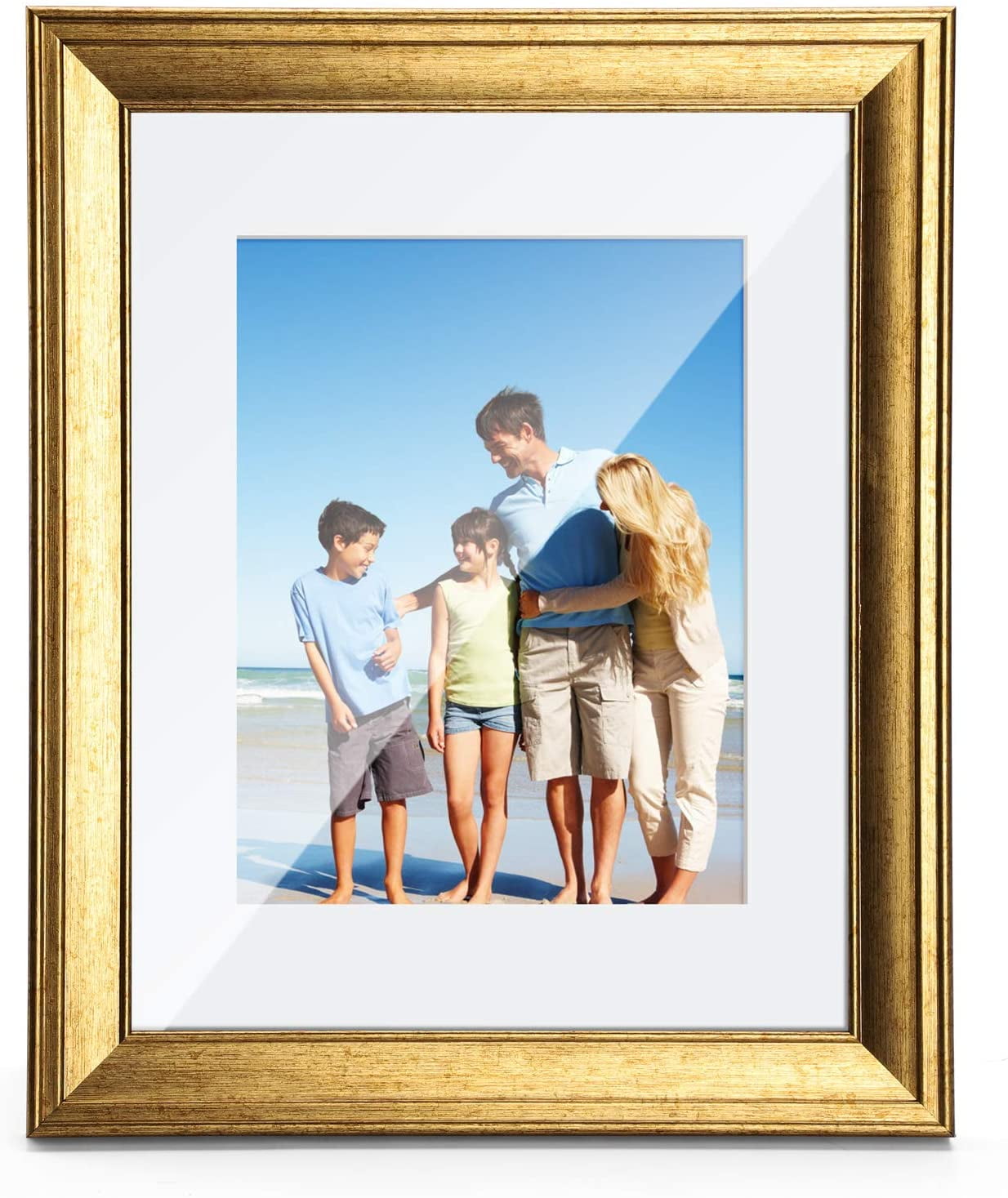 Table Top Display and Wall Mounting MDF Wood Ideal Gift to Family and Friends TWING 4x6 Picture Frame Gold Displays 3.5x5 Photo Frame with Mat or 4x6 Inch Without Mat Shatter-Resistant Plexiglass