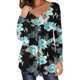 thumbnail image 1 of Pntutb blusa informal con estampado de flores sueltas y cuello redondo con botones abiertos y manga larga para mujer Pntutb Pntutb-1807, 1 of 6