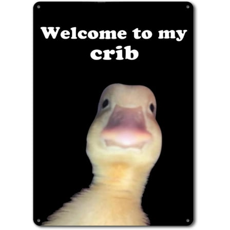 Welcome to My Crib Tin Sign for Teen Girls Boy, Bedroom/Gaming Room Bar Cave Door Decor, Dorm Wall Accessories Cool Things, Funny Metal Tin Signs Funny Decor Cute Thing 12 x 8 Inch