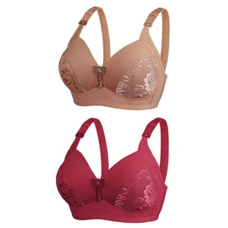 Mrat Sleep Bra Women Clearance Plus Size Sports Bras Women Balconette Bra Style M-571 Big & Tall Size T-Shirt Bra Female V-Neck Hook and Eye Bra Closure Lace Bralette Brown S