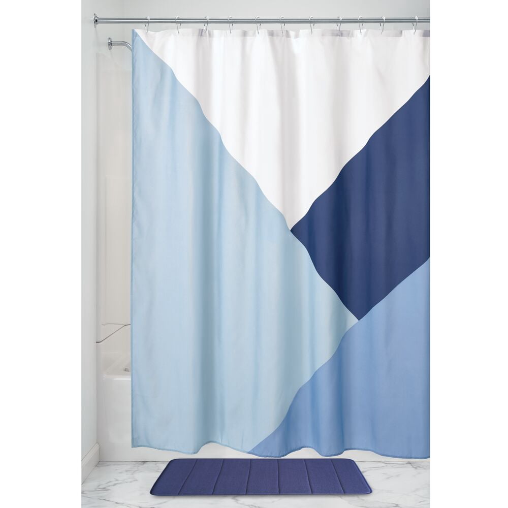 iDesign Colorblock Fabric Shower Curtain, 72" x 72", Blue