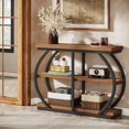 thumbnail image 4 of Finmind 41.3" Industrial Console Table, 3-Tier Entryway Table with Arched Metal Frame & Storage Shelves for Living Room or Hallway, Mix Brown, 4 of 8