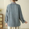 thumbnail image 4 of Nrmvnmi Women Solid Color Chinese Blouse Tops Cotton Blend Long Sleeves Mandarin Collar Ethnic Shirt Mothers day Gifts for Wife, 4 of 5