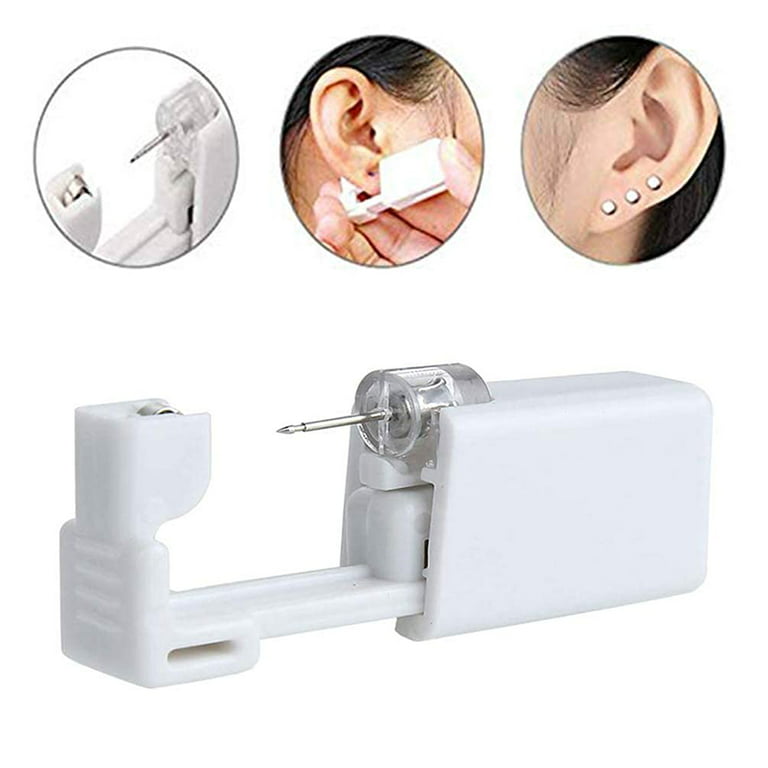 2Pcs Disposable Sterile Ear Piercing Kit, Manual Ear Piercing Gun，With Ear  Stud Puncture kit (Silver diamond)