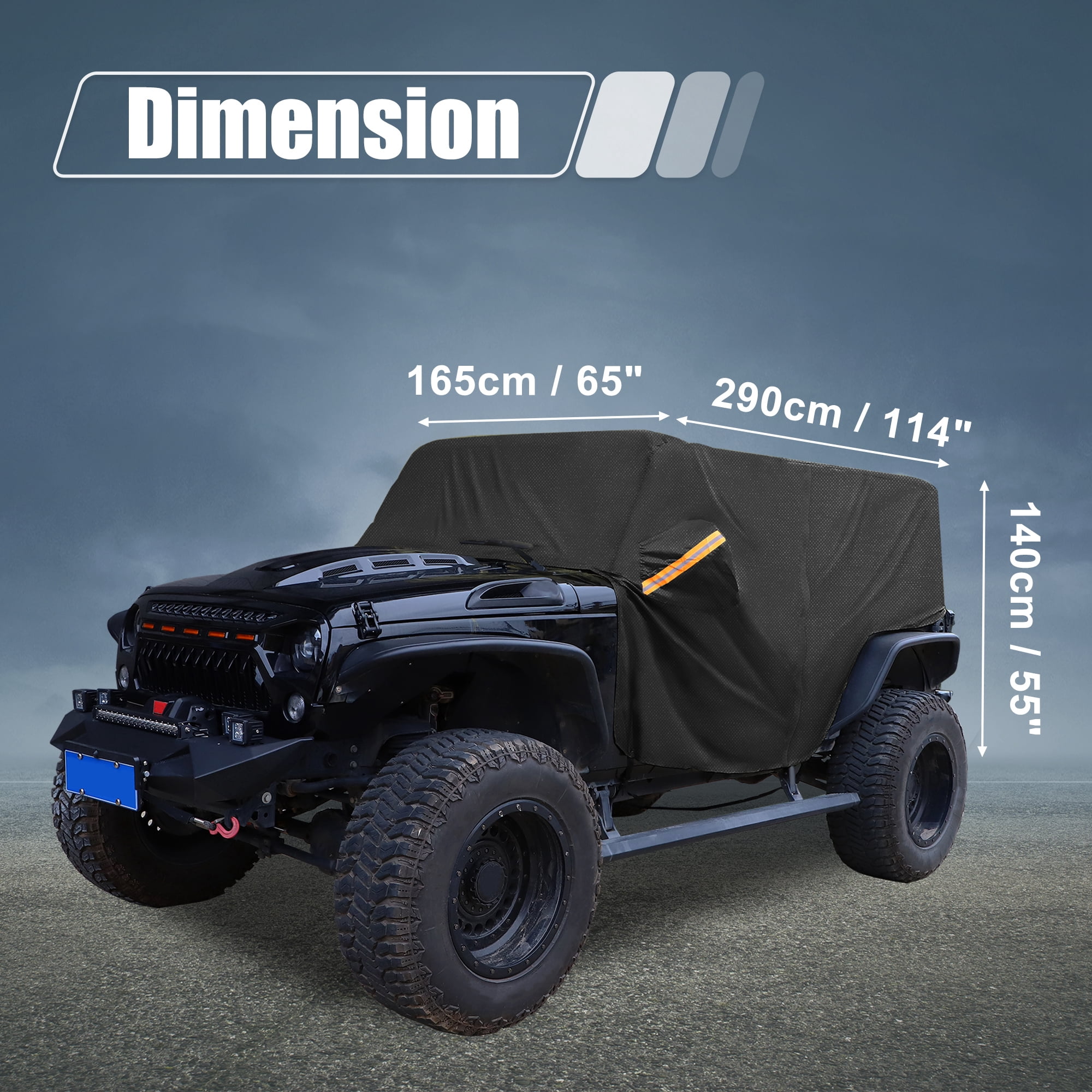 Unique Bargains Car Cab Cover for Jeep Wrangler JK JL 4 door 2007-2021 W/ Door Zipper