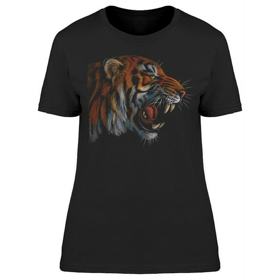Portrait Of A Roaring Tiger T-Shirt Women -Image by Shutterstock, Female Medium