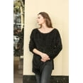 thumbnail image 2 of Women Boat Neck Fuzzy Furry Sweater Knit Pullover Loose Fit Tunic Top Black X-large, 2 of 4