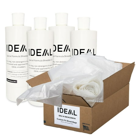 ideal. Shredder Oil and Bag Kit for Large Shredders, 40 Gallon Bags (80 Count) and 4 Pints of Oil, for ideal. Models 2503, 2604 or 3104 SC/CC