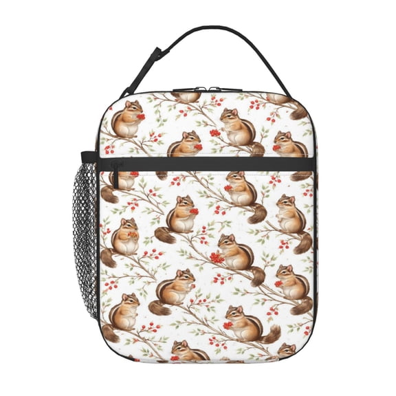 Woodland Chipmunk Lunch Bag Portable Insulated Lunch box with Handle For both men and women