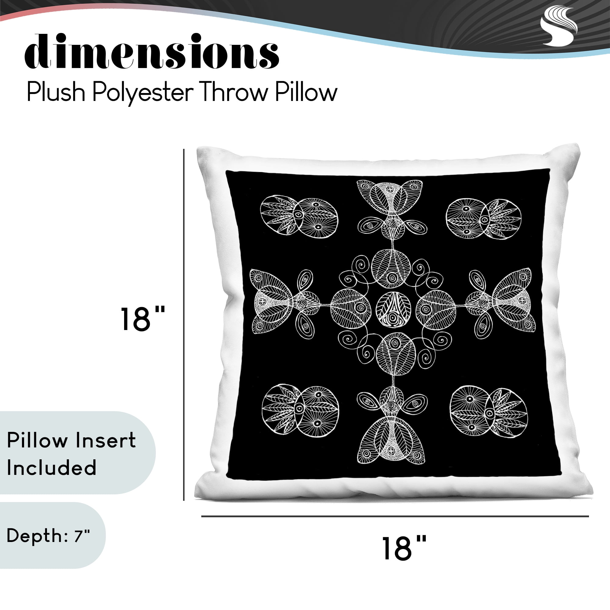 Stupell Industries Black & White Elemental Fractals Decorative Printed Throw Pillow, design by El Perkin