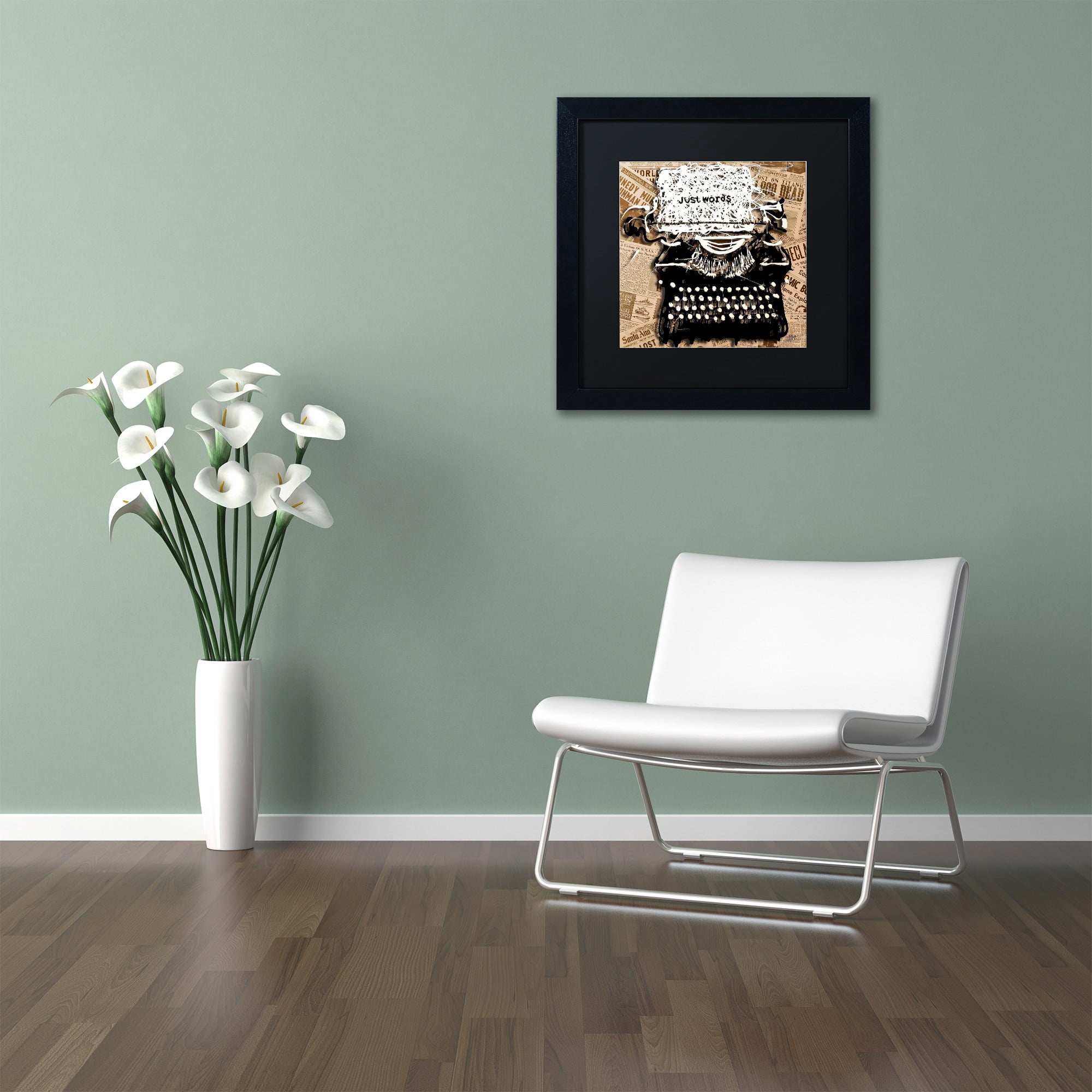 Trademark Fine Art "Just Words 1" Canvas Art by Roderick Stevens, Black Matte, Black Frame