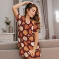 thumbnail image 3 of Pofeuu Happy Thanksgiving Day Print Women's Loose Fit Short Sleeve Nightgown, Comfortable Sleep Dress for Women, Casual Lounge Sleepwear, Soft Cotton Sleep Dress, 3 of 6