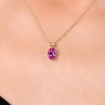 thumbnail image 3 of Gem Stone King 0.90 Ct Oval Pink Created Sapphire 14K Yellow Gold Pendant with Chain, 3 of 6