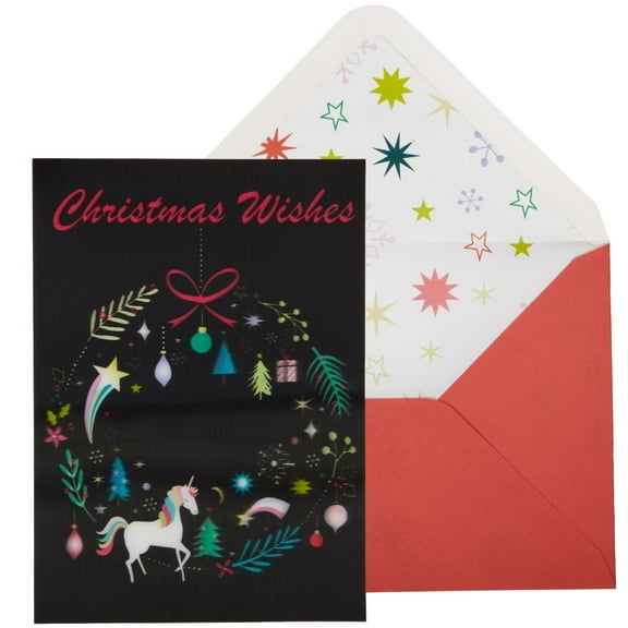 NIQUEA.D, 3D Wreath with Unicorn Christmas Card