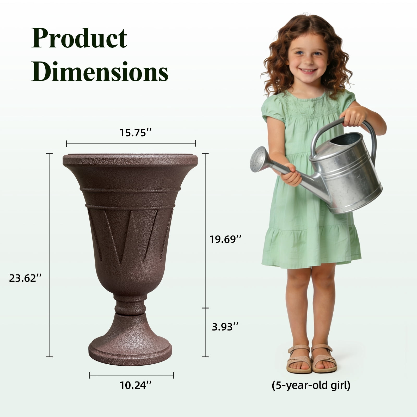 Chiccushion 23.6" Large Urn Planters for Outdoor Plants, Set of 2 Plastic Flower Pot for Wedding Party Bridal Shower Garden Patio Home Decor, Brown