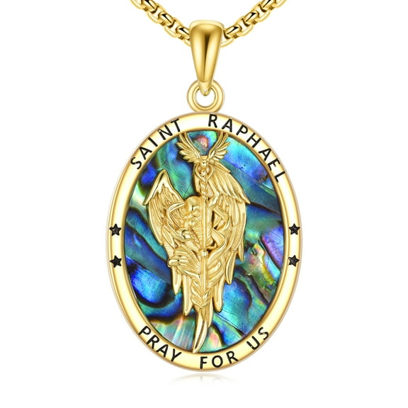 Archangel Raphael Pendant for Men 925 Sterling Silver Saint ST Raphael Medal Necklace Arcangel San Rafael Jewelry Gifts for Men Women
