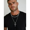 thumbnail image 3 of U7 Men Cross Necklace Silver Jesus Crucifix INRI Cross Pendant for Women with 24" Chain Stainless Steel Christmas Day Gift, 3 of 9