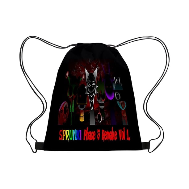 Mochilas Sprunki Toys para niñas Caja Sprunki Bolsa con cordón Mochila con cordón portátil de gran capacidad Mochila impermeable