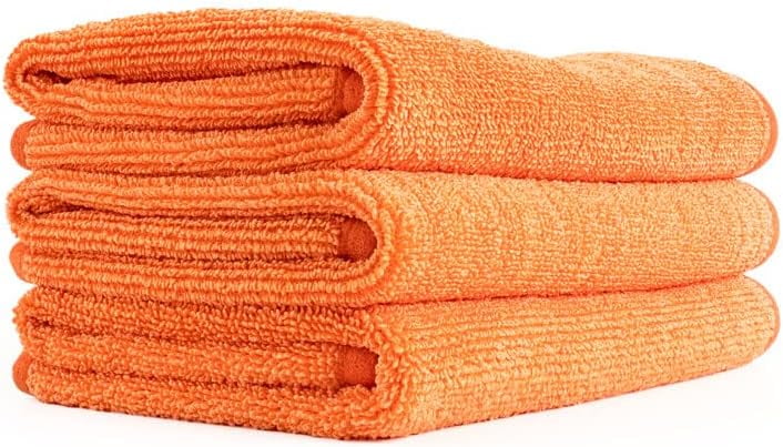 The Rag Company – Premium FTW – Microfiber Cleaning Towels for Glass, Windows, Mirrors & Polished Surfaces, Streak-Free, Scratchless, 16in x 16in, Orange, 3-Pack