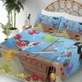 thumbnail image 3 of Ambesonne Pirate Fitted & Top Sheet Set with Shams, Ship Underwater Animals, Multicolor, 3 of 5