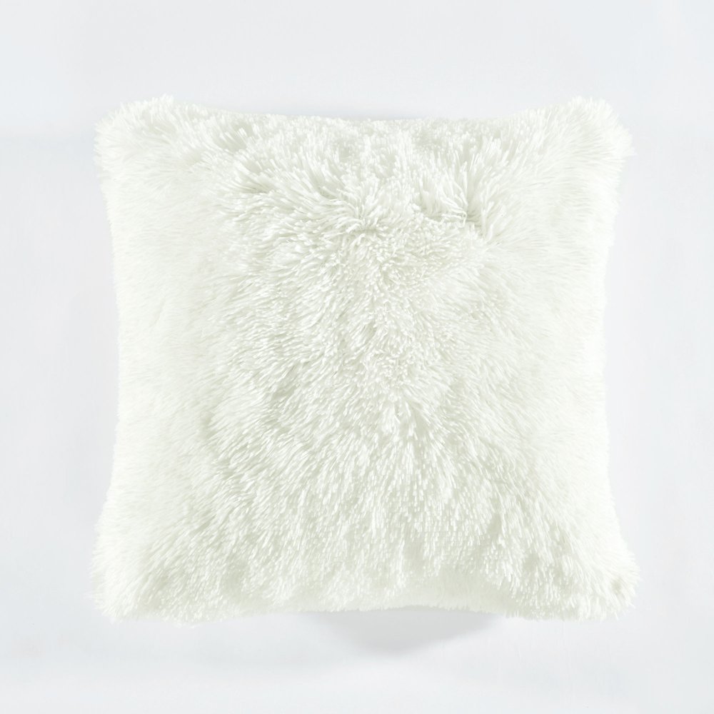 Lush Decor Emma Faux Fur Decorative Pillow Cover White Single 20X20