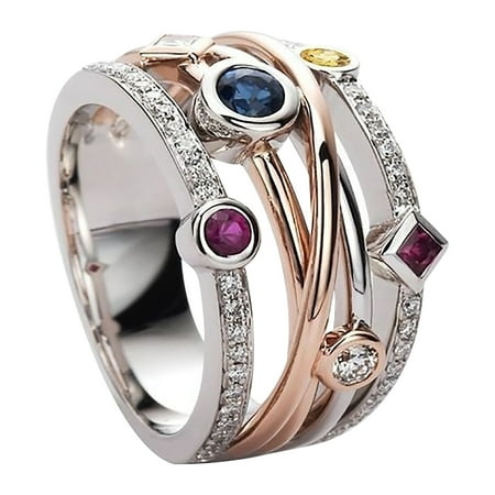 

SSZMDLB Organizador de joyas con ofertas flash brillantes diamantes llenos de piedras preciosas geométricas de colores para mujer