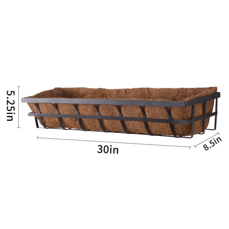 Mainstays 30" x 8.5" x 5.25" Rectangle Metal Window Box with All Natural Coconut Fiber Liner