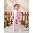 thumbnail image 4 of RUINIXCW Baby Girl Fall Outfits Printed Long Sleeve Ruffle Footed Jumpsuit Headband, 4 of 8