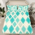 thumbnail image 7 of Feelyou Vintage Checkered Bed Sheets, Fashion Geometric King Sheets, Chic Teal Plaid Sheet Set, Luxury Bedroom Decor,4-Piece, 7 of 7