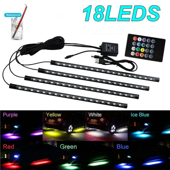 Agiferg 72 LEDs, 4X LED USB RGB LED Neon Strip Light Music Remote Control