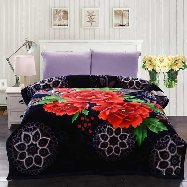 Winter Heavy Warm Blanket 2 Ply Printed Super Soft Raschel Plush Fleece