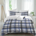 thumbnail image 2 of Blue Black Plaid Bedding 3 Piece Duvet Cover Set Full Size, Farmhouse Blue Black Checkered Soft Microfiber Comforter Cover with Zipper Closure & Pillowcases, Wrinkle & FadeResistant Quilt Cover, 2 of 9