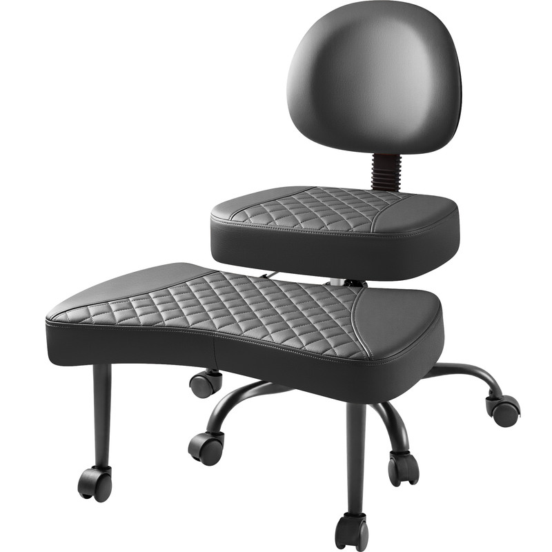 Homall Ergonomic Cross Legged Chair,361°Swivel Wheels, Height Adjustable Ergonomic Kneeling Desk Chairs for ADHD,Meditation ,Yoga and Home Office with Strong Lumbar Support,PU Leather,Black