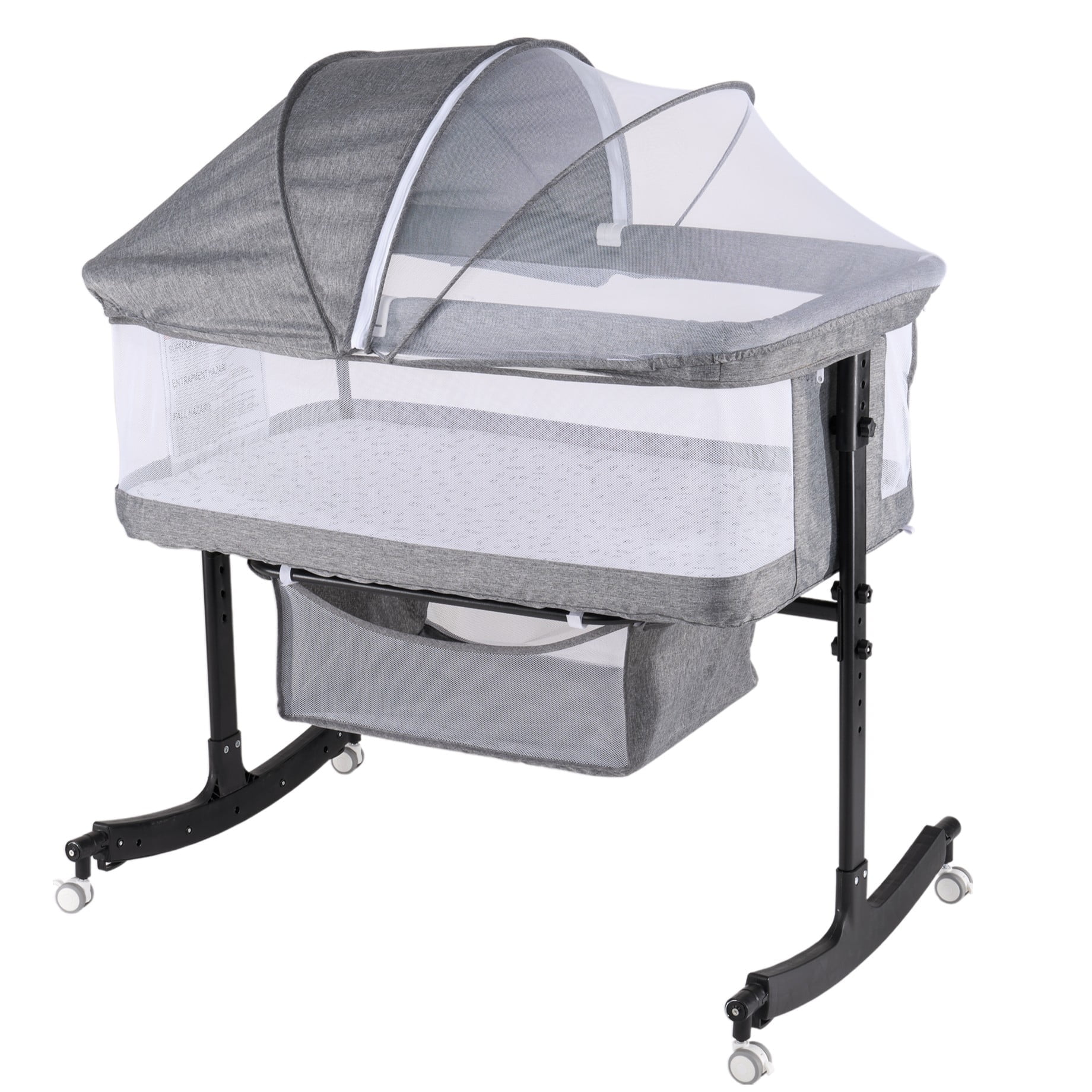 SACVON Baby Bassinets, All Mesh Crib Portable for Safe Co-Sleeping,Adjustable Bedside Sleeper,Baby Bed for Infant Newborn, Gray