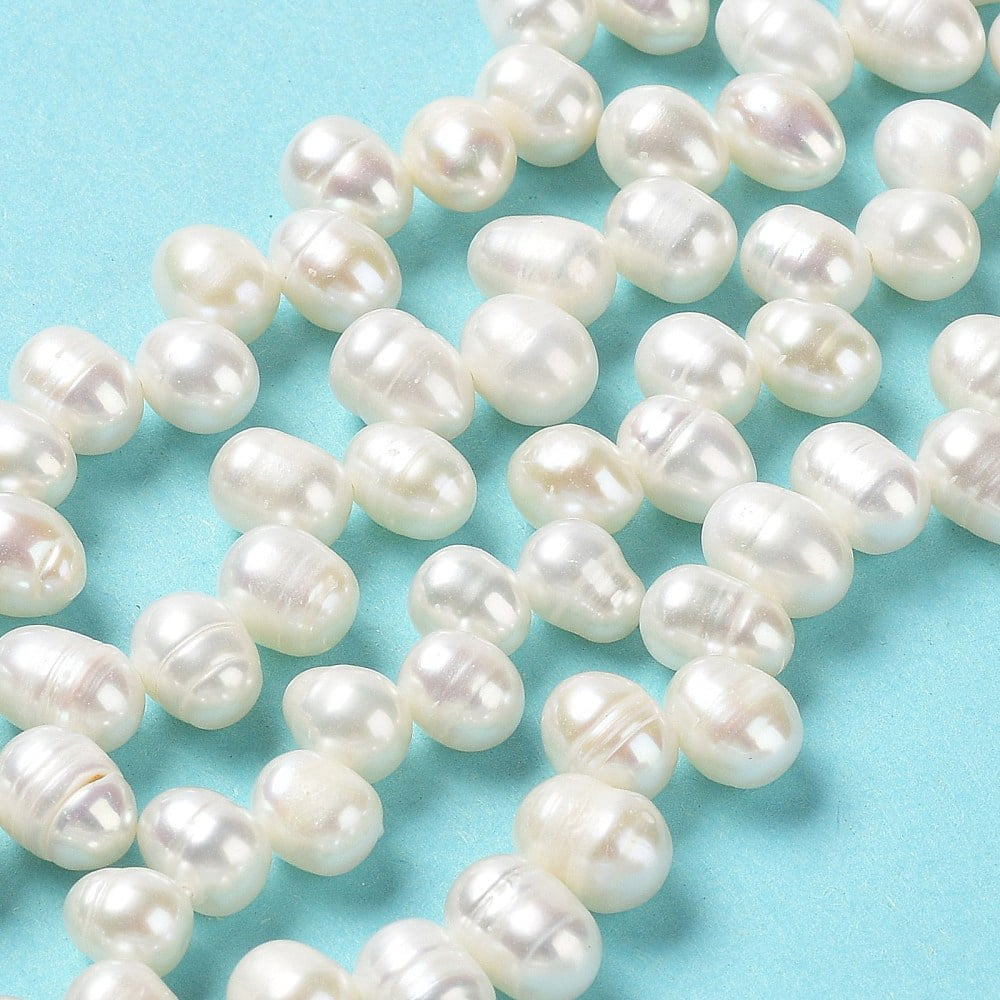 1strand Cultured Freshwater Pearl Beads Strands Rice Antique White 8~12x7~8mm Hole: 0.7mm about 59~60pcs/strand 13.98''(35.5cm)