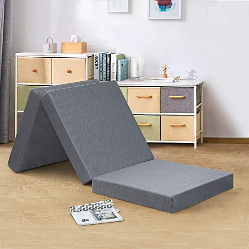 Dorm Room Be Single Details about   PrimaSleep 4 Inch Tri-Folding Topper Guest Bed Sleepover