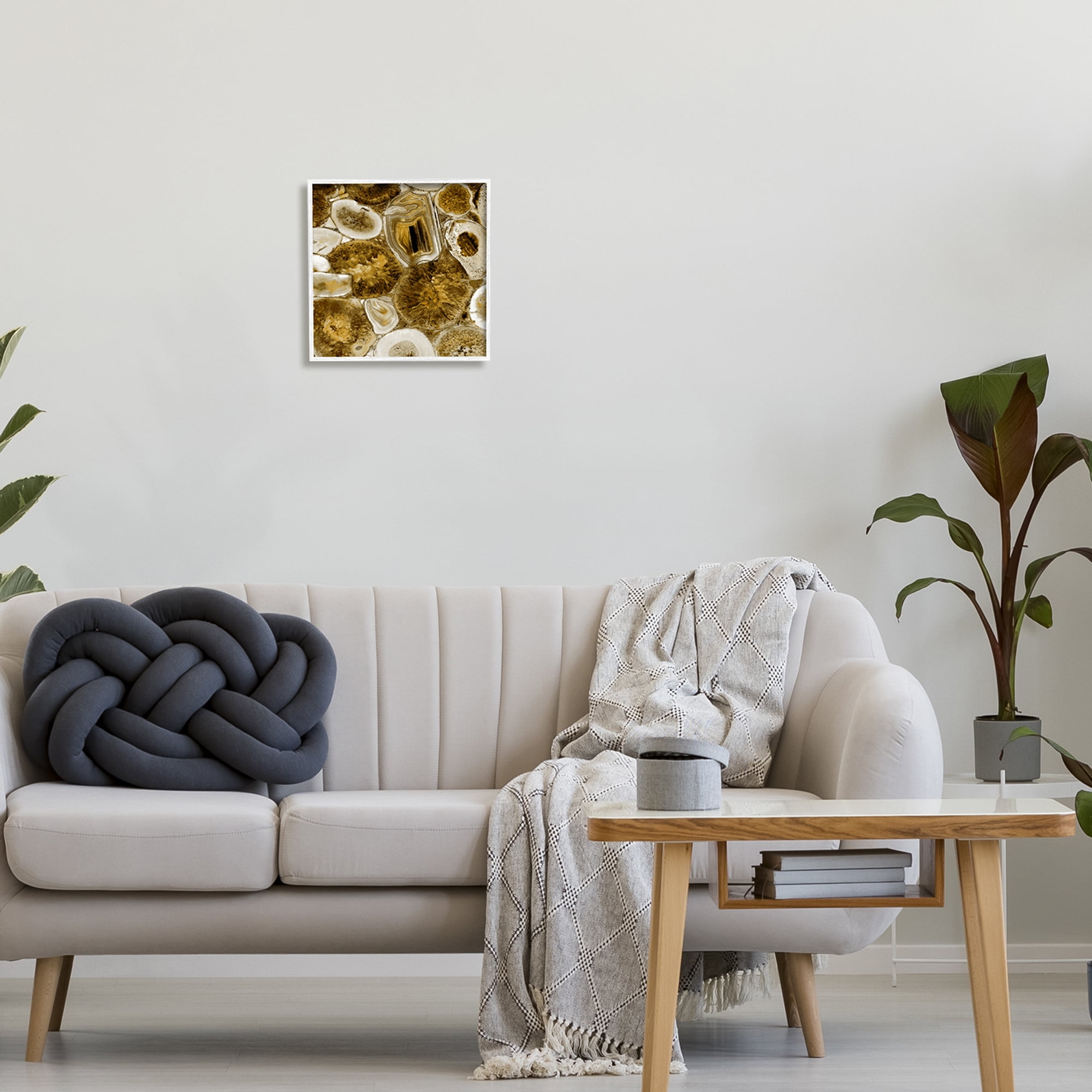 Stupell Agate In Gold Abstract Geodes Abstract Painting White Framed Art Print Wall Art