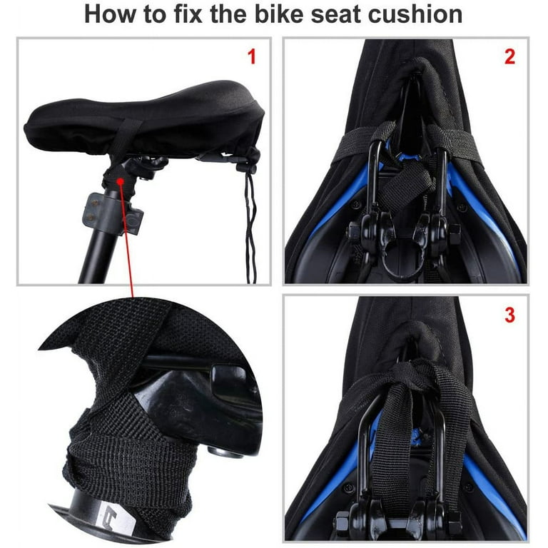 Gel Bike Seat Cover Extra Soft Black Gel Bicycle Seat Bike Saddle Cushion with a Headband
